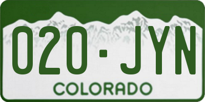 CO license plate 020JYN