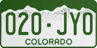 CO license plate 020JYO