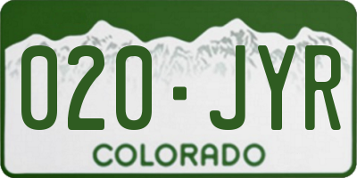 CO license plate 020JYR