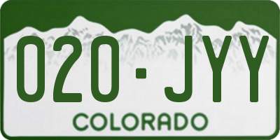 CO license plate 020JYY