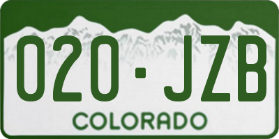 CO license plate 020JZB