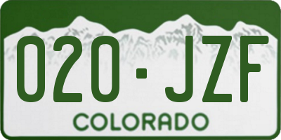 CO license plate 020JZF
