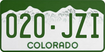 CO license plate 020JZI