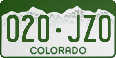 CO license plate 020JZO