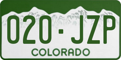 CO license plate 020JZP