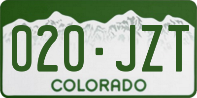 CO license plate 020JZT