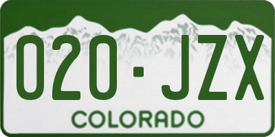 CO license plate 020JZX