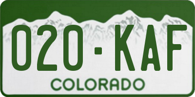CO license plate 020KAF