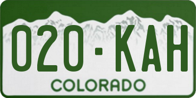 CO license plate 020KAH