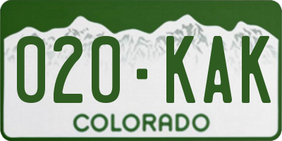 CO license plate 020KAK