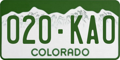CO license plate 020KAO