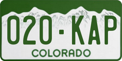 CO license plate 020KAP