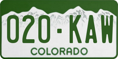 CO license plate 020KAW