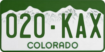 CO license plate 020KAX