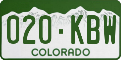 CO license plate 020KBW
