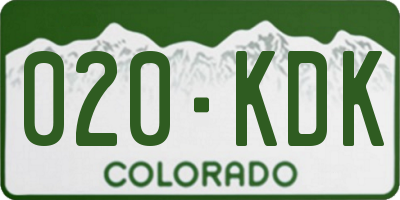CO license plate 020KDK