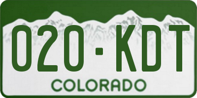 CO license plate 020KDT
