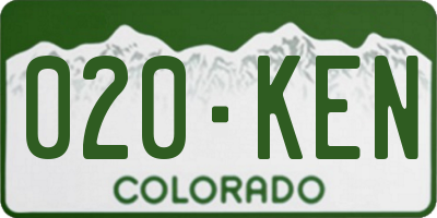 CO license plate 020KEN