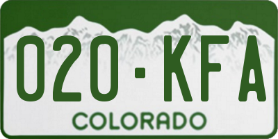 CO license plate 020KFA