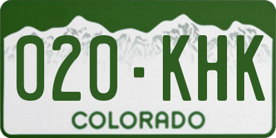 CO license plate 020KHK