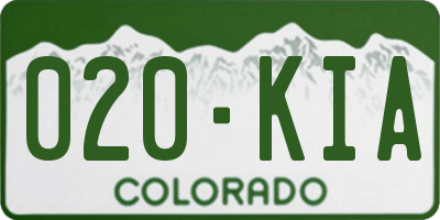 CO license plate 020KIA