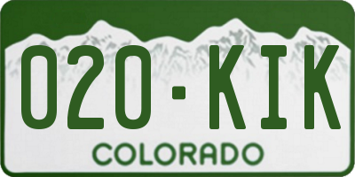 CO license plate 020KIK