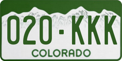 CO license plate 020KKK