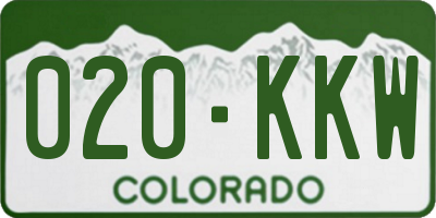CO license plate 020KKW