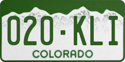 CO license plate 020KLI