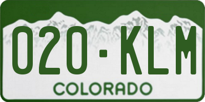 CO license plate 020KLM