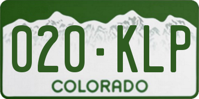 CO license plate 020KLP