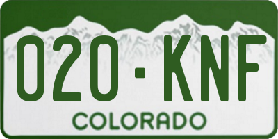 CO license plate 020KNF