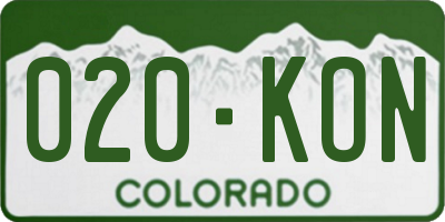 CO license plate 020KON