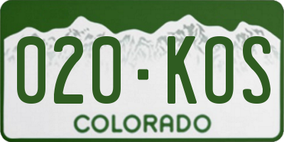 CO license plate 020KOS