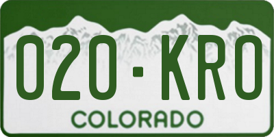 CO license plate 020KRO