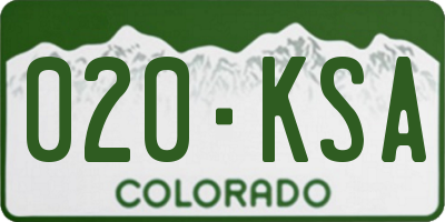 CO license plate 020KSA