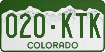 CO license plate 020KTK