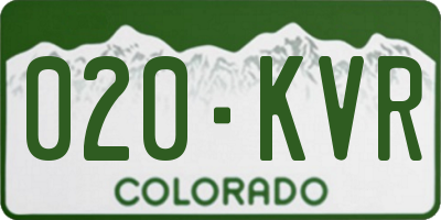 CO license plate 020KVR