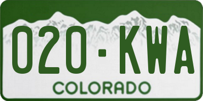 CO license plate 020KWA