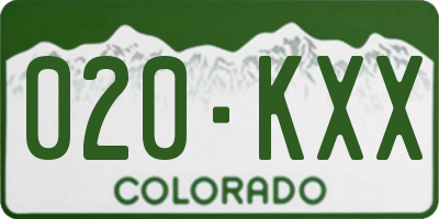 CO license plate 020KXX