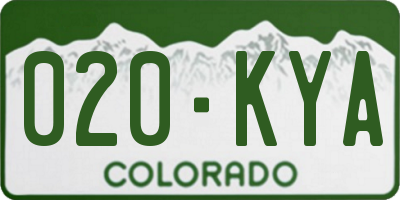 CO license plate 020KYA