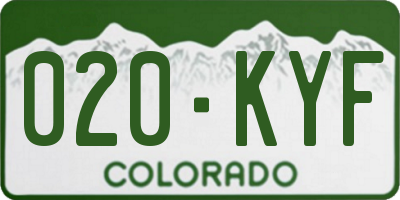 CO license plate 020KYF