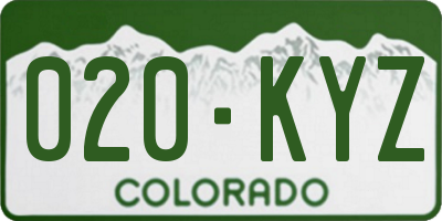 CO license plate 020KYZ