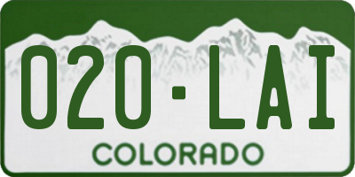 CO license plate 020LAI