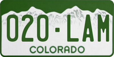 CO license plate 020LAM