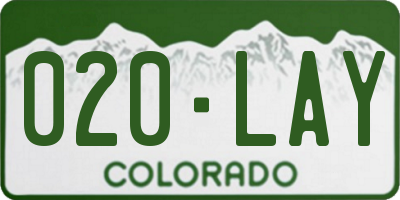 CO license plate 020LAY