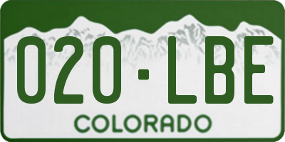 CO license plate 020LBE