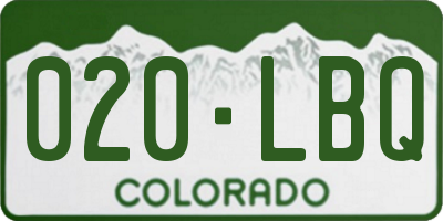 CO license plate 020LBQ