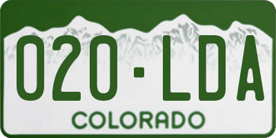 CO license plate 020LDA