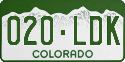 CO license plate 020LDK
